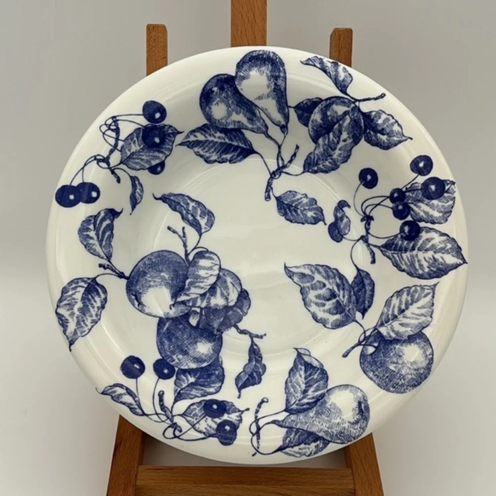 Ceramica Quadrifoglio Blue Fruits and Leaves Set of 4 Soup Bowls